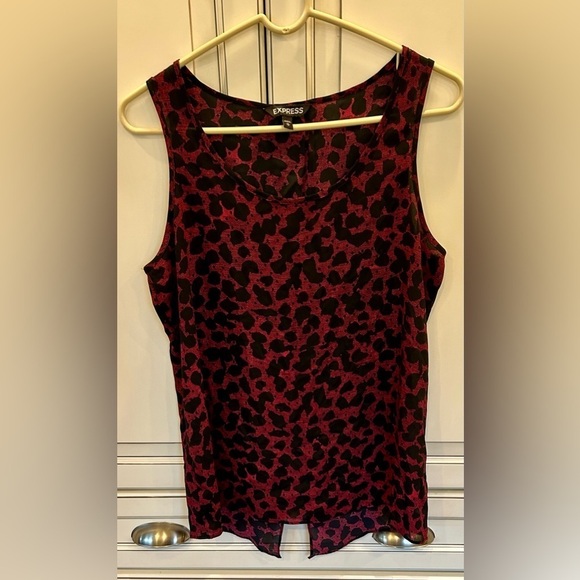 Express Tops - Express Red & Black Animal Print Split Back Tank 
Medium